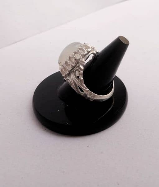 top quality white agate handmade pure silver ring 3