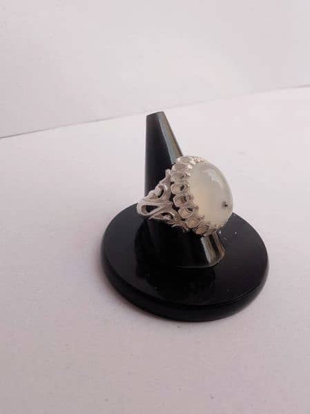 top quality white agate handmade pure silver ring 4