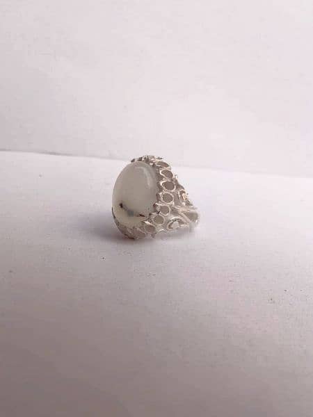 top quality white agate handmade pure silver ring 6