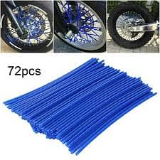 72Pcs 24CM Dark Blue Motorcycle Dirt Bike Spoke Skins Covers Wrap 3