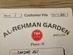 Alrehman Garden pH 2 i Block Plot Available for Sale 0