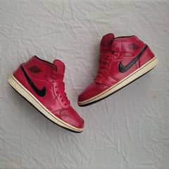 100% Original Nike Air Jordan 1 Mid Gym Red Black Patent Sneakers/Shoe