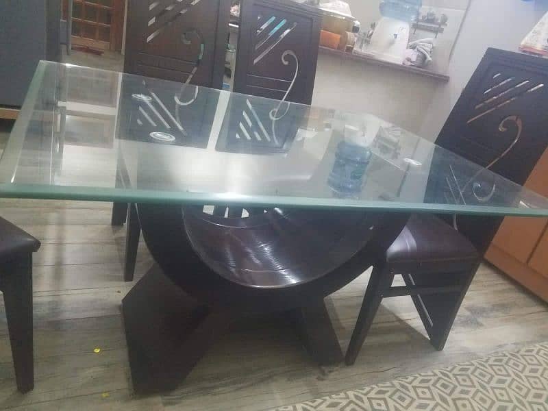 Dining Table Glass Top with 4 Chairs 2