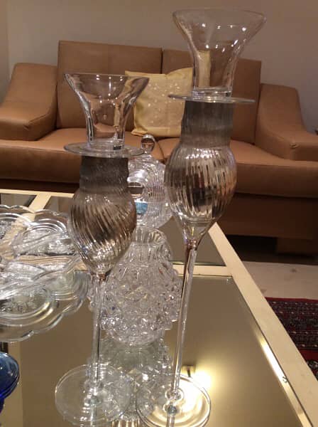 imported crystal candle stands pair 1