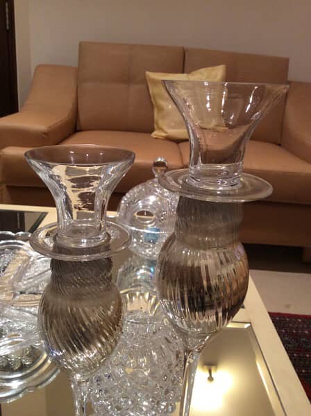 imported crystal candle stands pair 2
