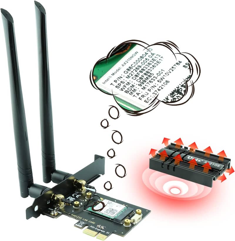 Ubit AX210 WiFi 6E PCIe Wireless WiFi Card Up to 5400Mbps(6GHz/5GHz/2. 8