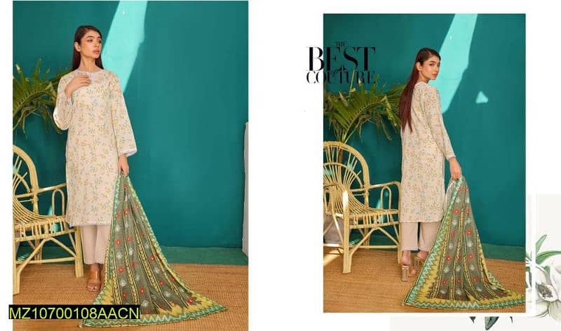 3 Piece Women's unstitched lawn with free home delivery 0
