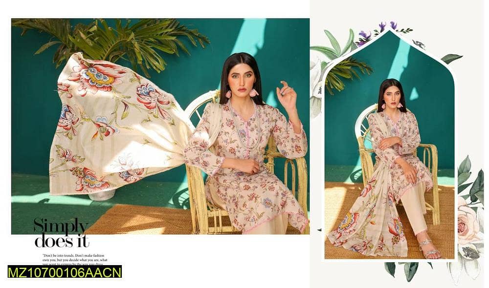 3 Piece Women's unstitched lawn with free home delivery 2