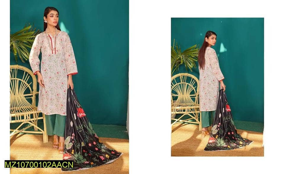 3 Piece Women's unstitched lawn with free home delivery 3
