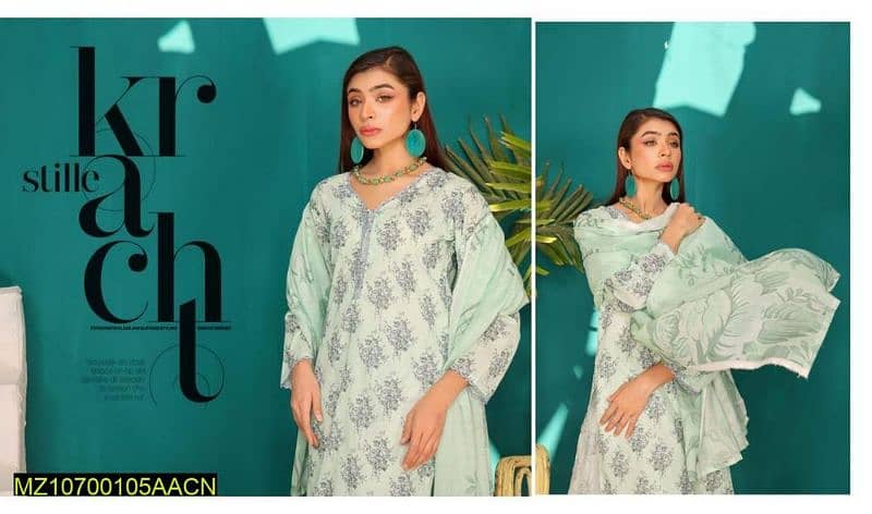 3 Piece Women's unstitched lawn with free home delivery 6