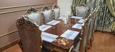 Dining table / 8 person dining tablle / dinign table with 8 chairs