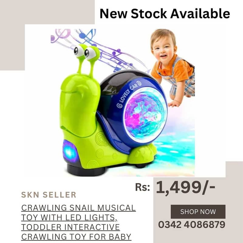 Crawling Snail Baby Musical Toy with LED Lights for kids 0