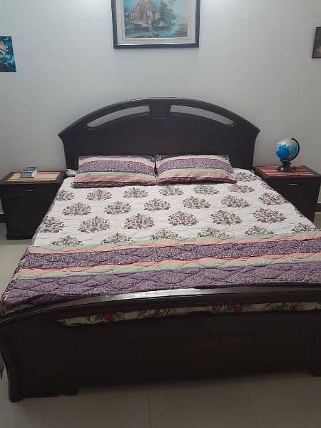 Double bed with mattress and side table 2