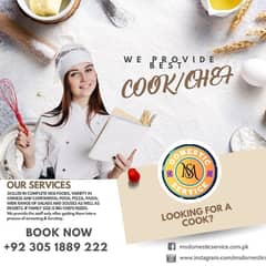 Cook, Chef, Babysitter, Nanny, Helper, Maids, Domestic Services