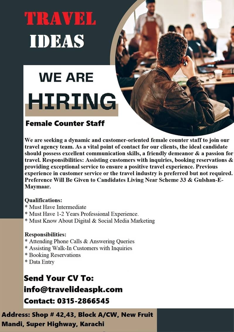 Female Counter Staff Required 0