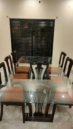 Glass Dining Table with 8 Chairs 0