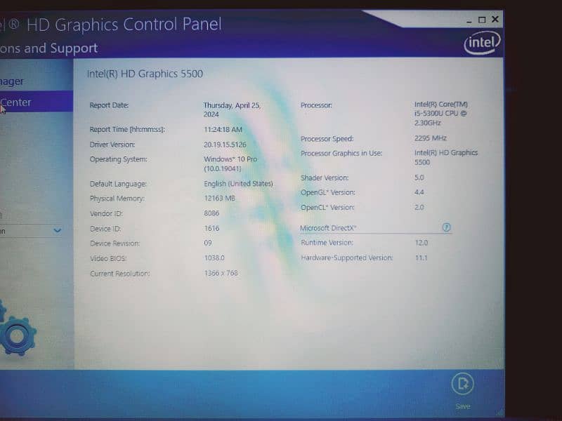 intel Core i5-5300U CPU @2.30 Ghz 2