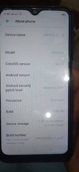 oppo a12  3.32 gb  With Box Charger 5