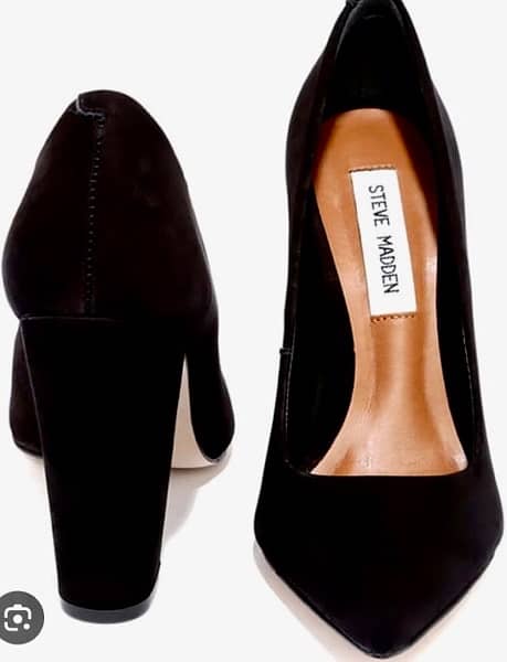 Steve Madden Black Leather Block Heel - Imported Shoe Size 37/38 0