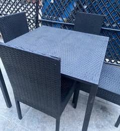 Outdoor Chair Table Set Black Rattan for cafe or home