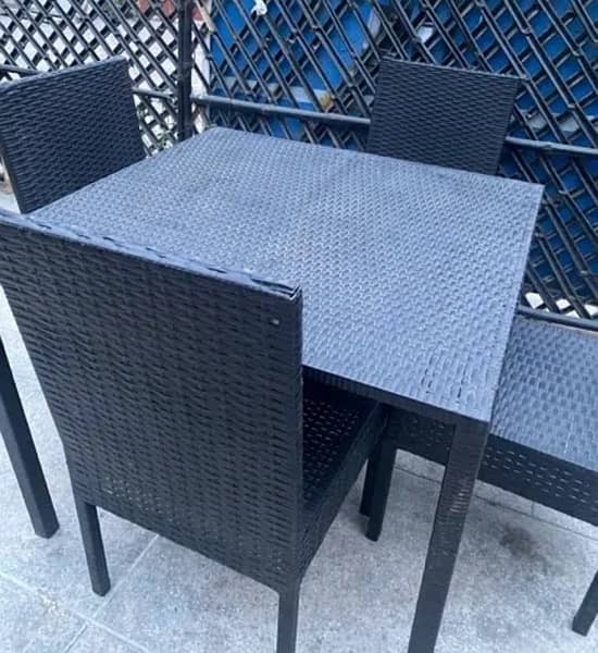 Outdoor Chair Table Set Black Rattan for cafe or home 0
