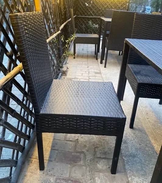 Outdoor Chair Table Set Black Rattan for cafe or home 3