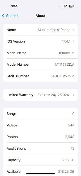 Iphone 15 256 GB Black Non PTA Physcial + Esim Uk Model 8
