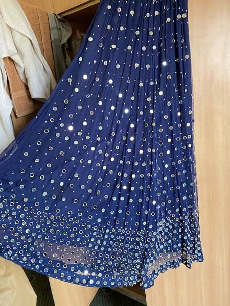 mirror work hand made navy blue lehenga- only worn once 1
