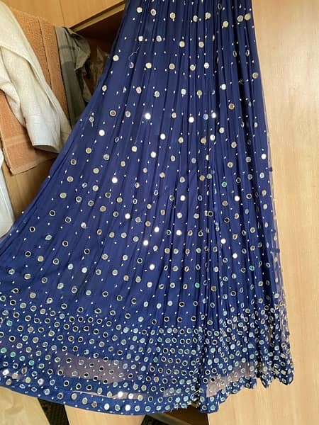mirror work hand made navy blue lehenga- only worn once 3