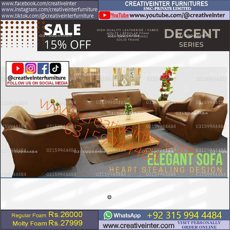 Sofa Set Chair Table Office Desk Meeting Table Five Seater Single Home 14