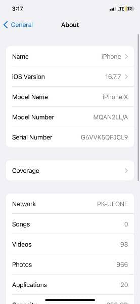 iPhone X | PTA APPROVED |256GB | 88 Battery Health 6