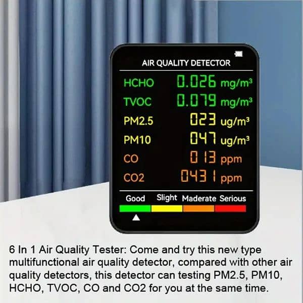 6 In 1 Air Quality Monitor Air Purifier Multifunctional Automatic 12