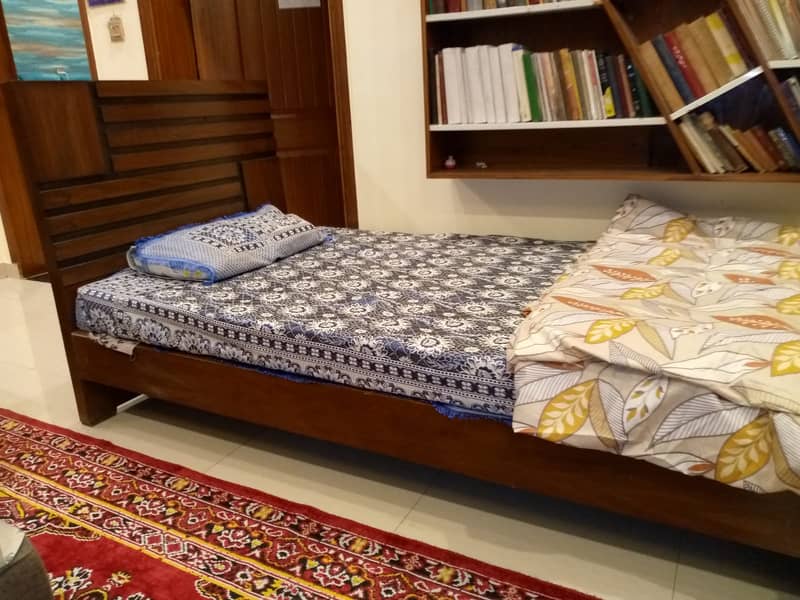 Wooden Single Bed+Single Molty Ortho Mattress for Sale 0