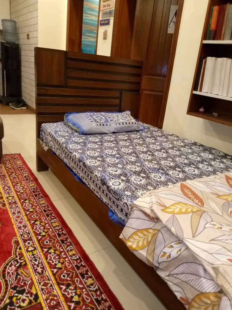 Wooden Single Bed+Single Molty Ortho Mattress for Sale 2