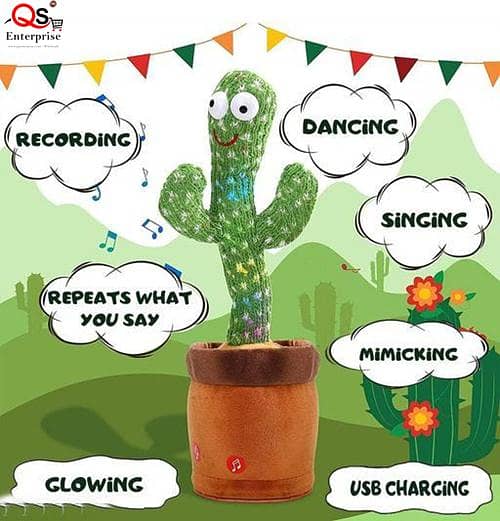 Dancing Cactus Plush Toy Talking Cactus Toy Singing car toys 0