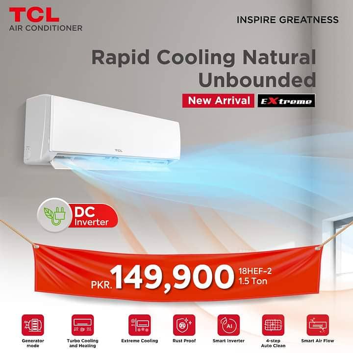 DC Inverter Air Conditioners -1 & 1.5 Ton - Haier, Gree, TCL, Dawlance 12