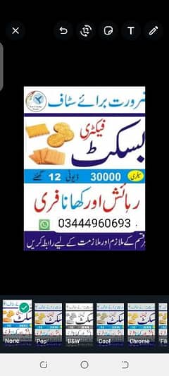 Biscuits packing job Lahore male female staff require