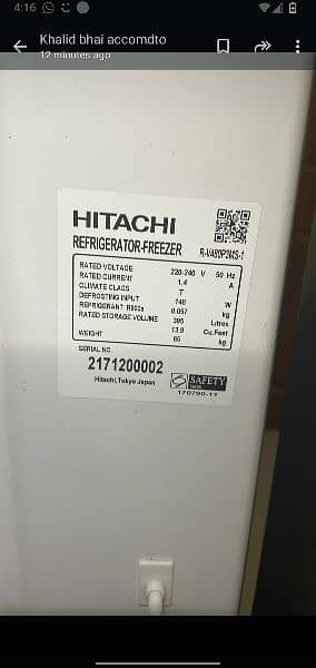 Hitachi inverter fridge & generator for sale in brand new conditionß 1