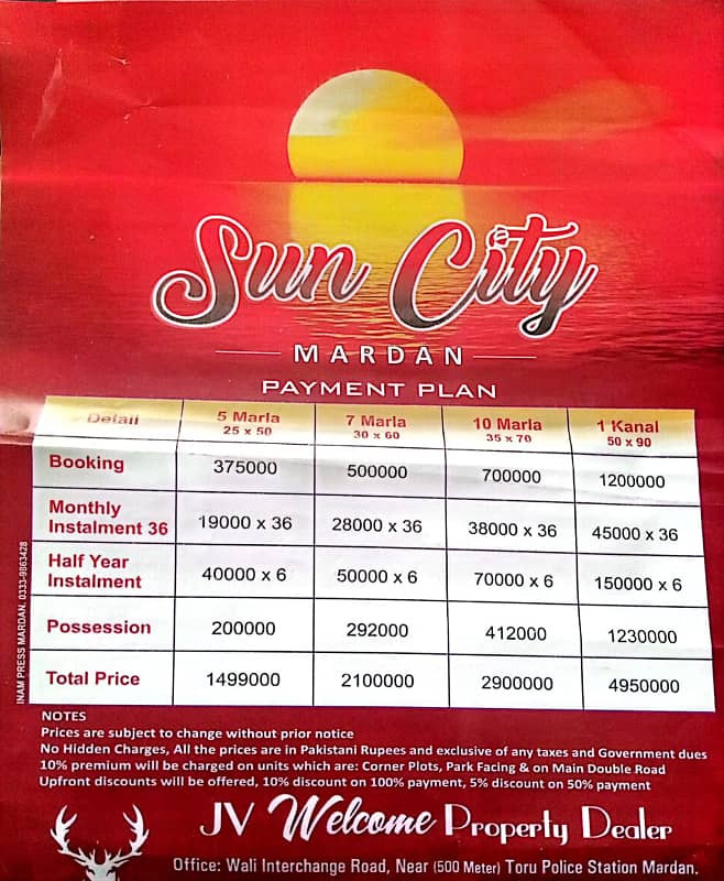 1 Kanal Plot For Sale On Installments Sun City Mardan Wali Interchange 33