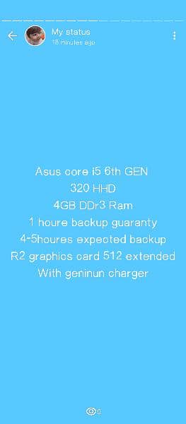 asuas laptop core i5 6th gen 10