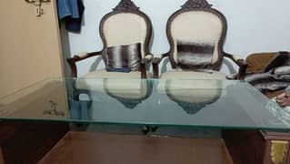 Centre table with two chairs, made of solid wood for sale 0
