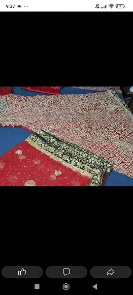 bridal mexi with heavy golden embroidery work in good condition 2