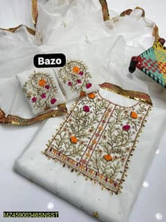 2 Pcs Woman's unstitched Embroidered suit