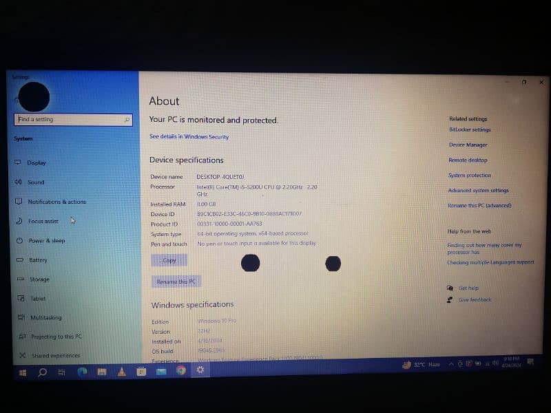 I am selling my HP laptop Core i5 5th generation 4
