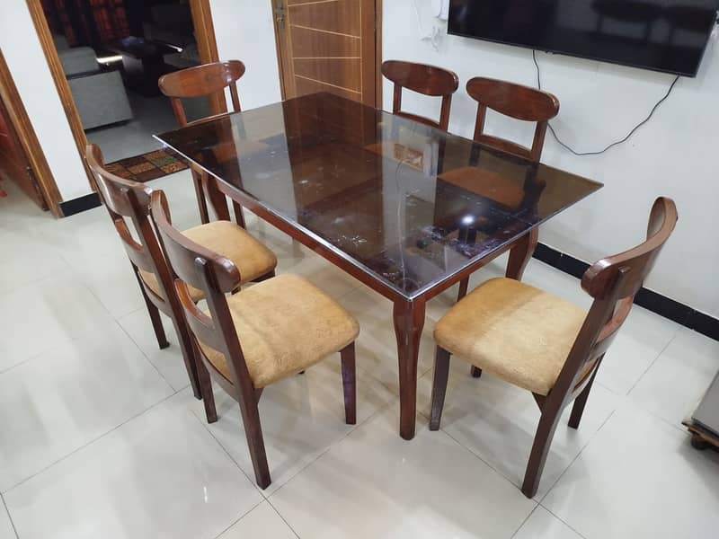 Pure Sheesham Wood Dining Table Set with 6 Chairs 2
