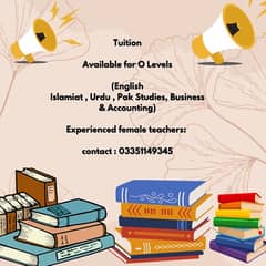 Tution available for O level students