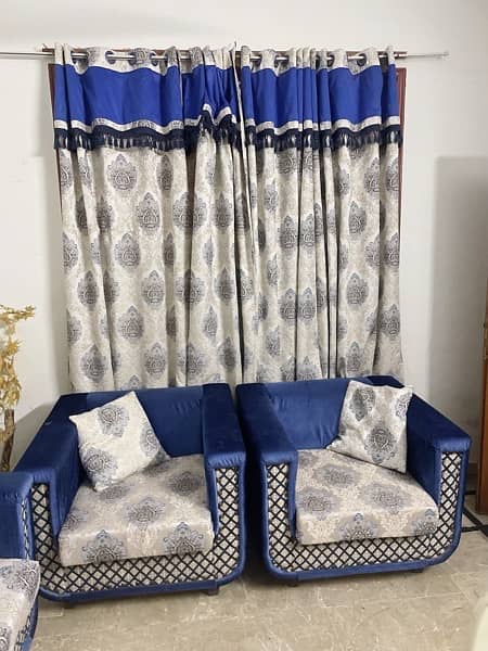 blue and white curtains 1