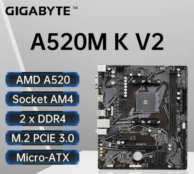 New GIGABYTE A520M K V2 AMD Ryzen 5000

Series AM4 Motherboard 0