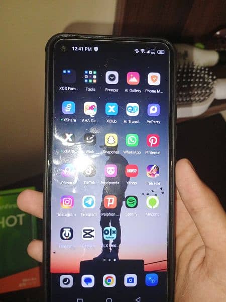 infinix hot 10 with box and original infinix charger protector cover 2