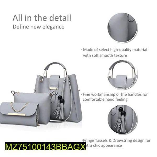 bag x_pu leather Alexa 3 piece white handbags 3